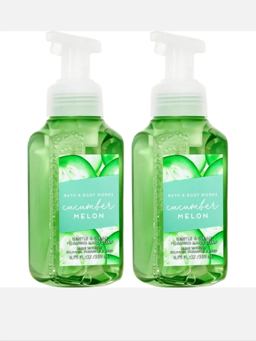 Bath & Body Works Cucumber Melon Gentle Foaming Hand Soap Set of 2 NEW RARE